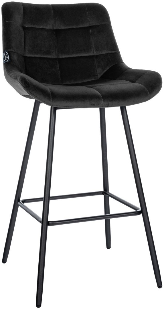 Hoker barowy Weston z weluru czarny, ergonomiczne oparcie