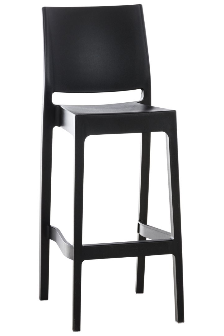 Hoker barowy Maya czarny z oparciem, na zewnątrz i do wnętrz