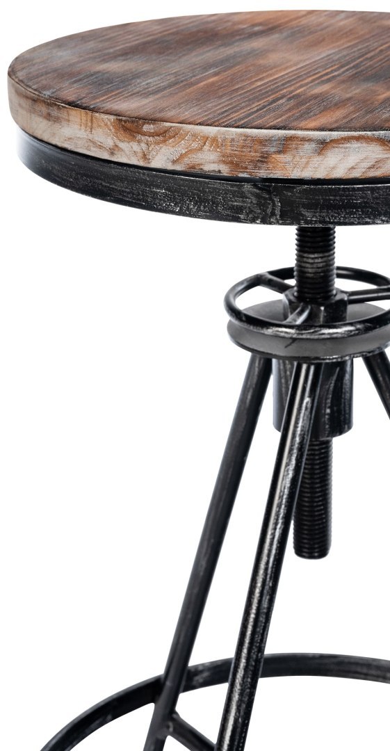 Hoker barowy Karla 2 w zestawie, metalowy, regulowany, srebrny - 2 sztuki