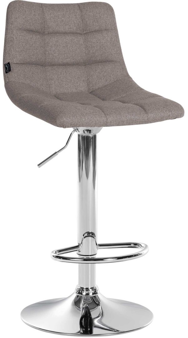 Hoker barowy Jerry szary materiał chromowany, regulowany - 2 sztuki