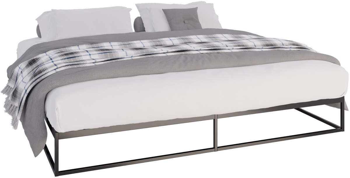 Łóżko metalowe Scala 200x200 cm czarne z miejscem na przechowywanie