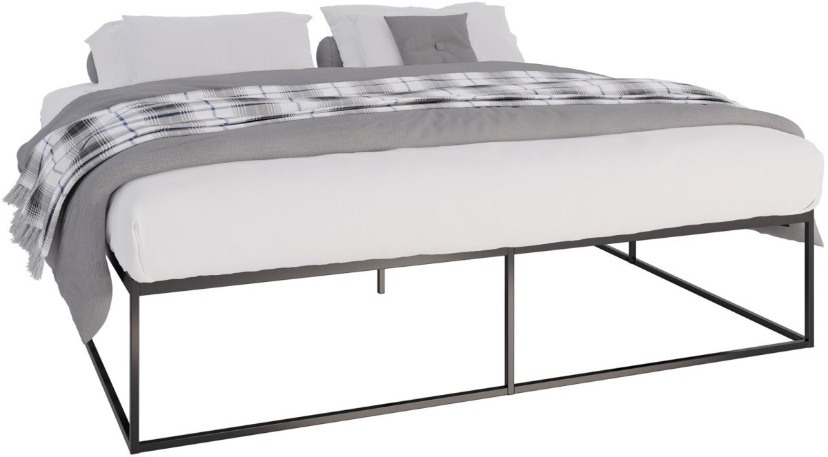 Łóżko metalowe Scala 200x200 cm czarne z pojemnikiem