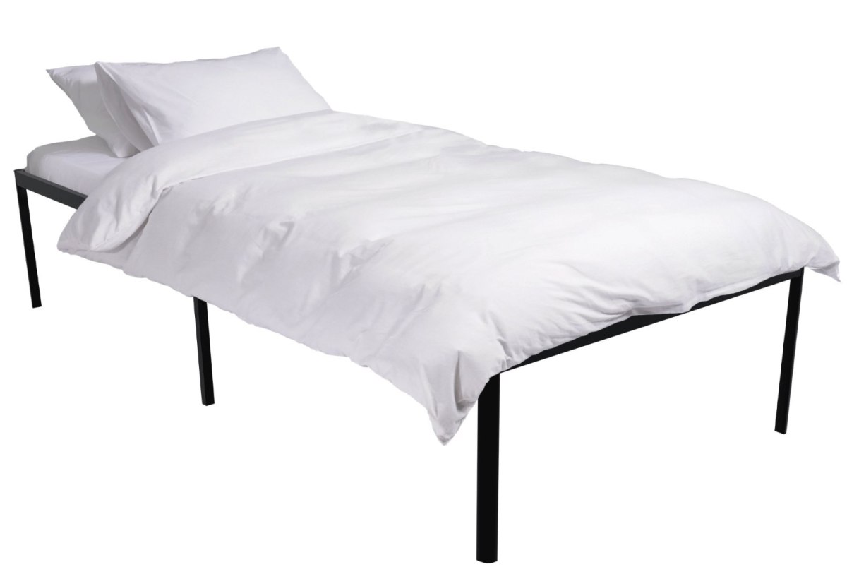 Łóżko metalowe Hamlin 200x90 cm z miejscem na przechowywanie, czarne