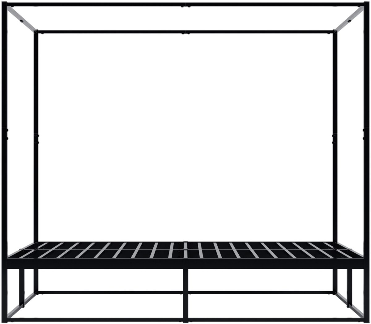 Łóżko podwójne Batoni 140x200 czarne z metalowym stelażem