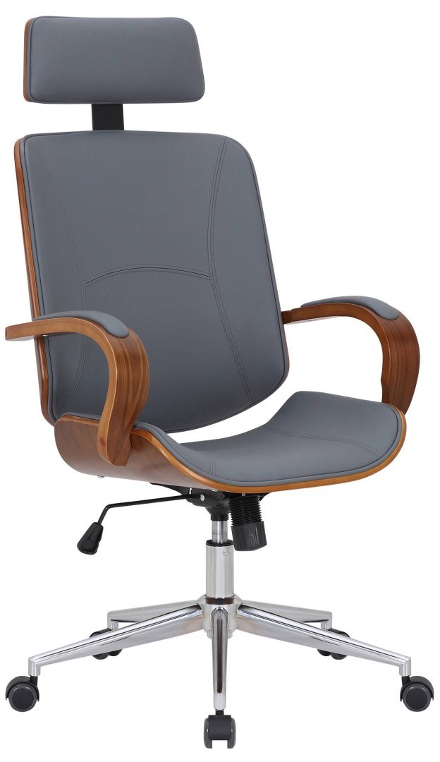 Fotel biurowy Dayton walnut/szary, z ekoskóry, z regulacją wysokości