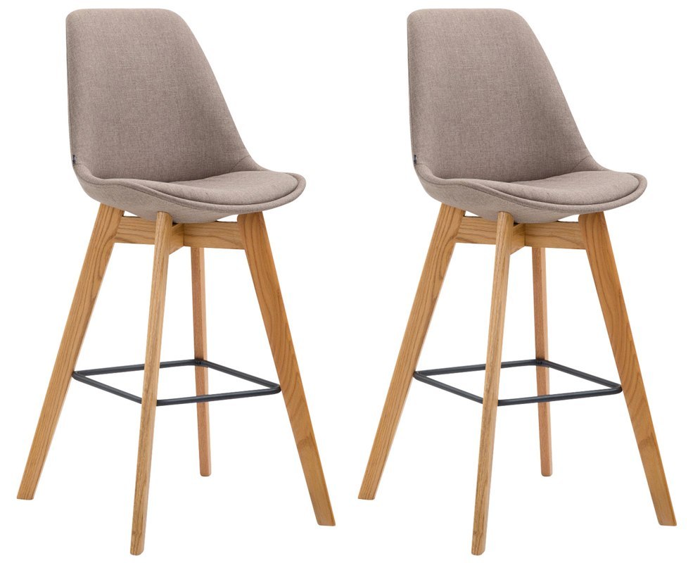 Hoker barowy Metz z tkaniny w kolorze taupe - 2 sztuki