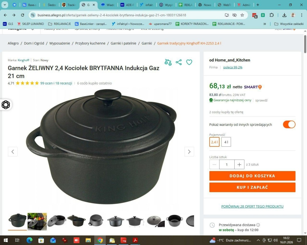 Garnek Żeliwny 2,4l KH-2253 21cm l!!! W
