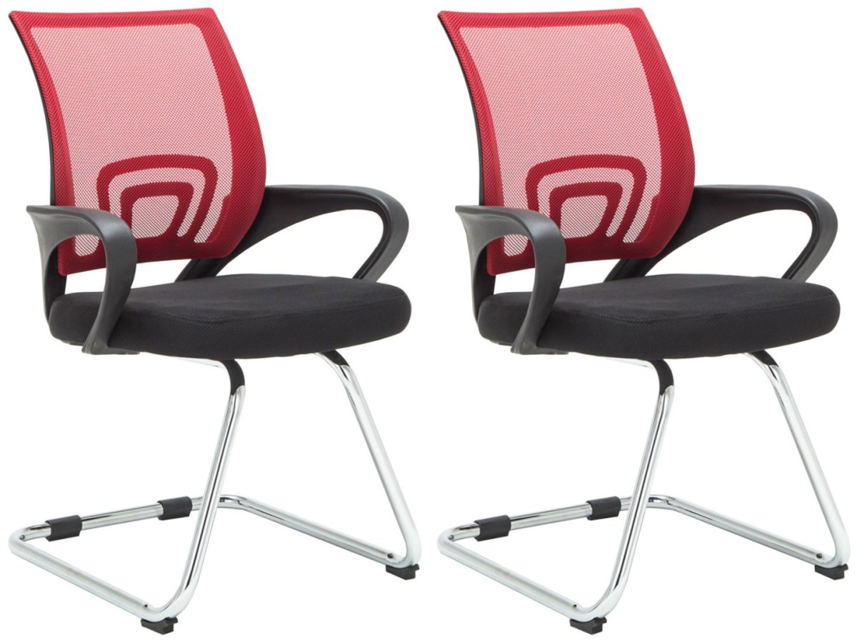 Krzesło Freischwinger Eureka 2 sztuki czerwone z ergonomicznym oparciem