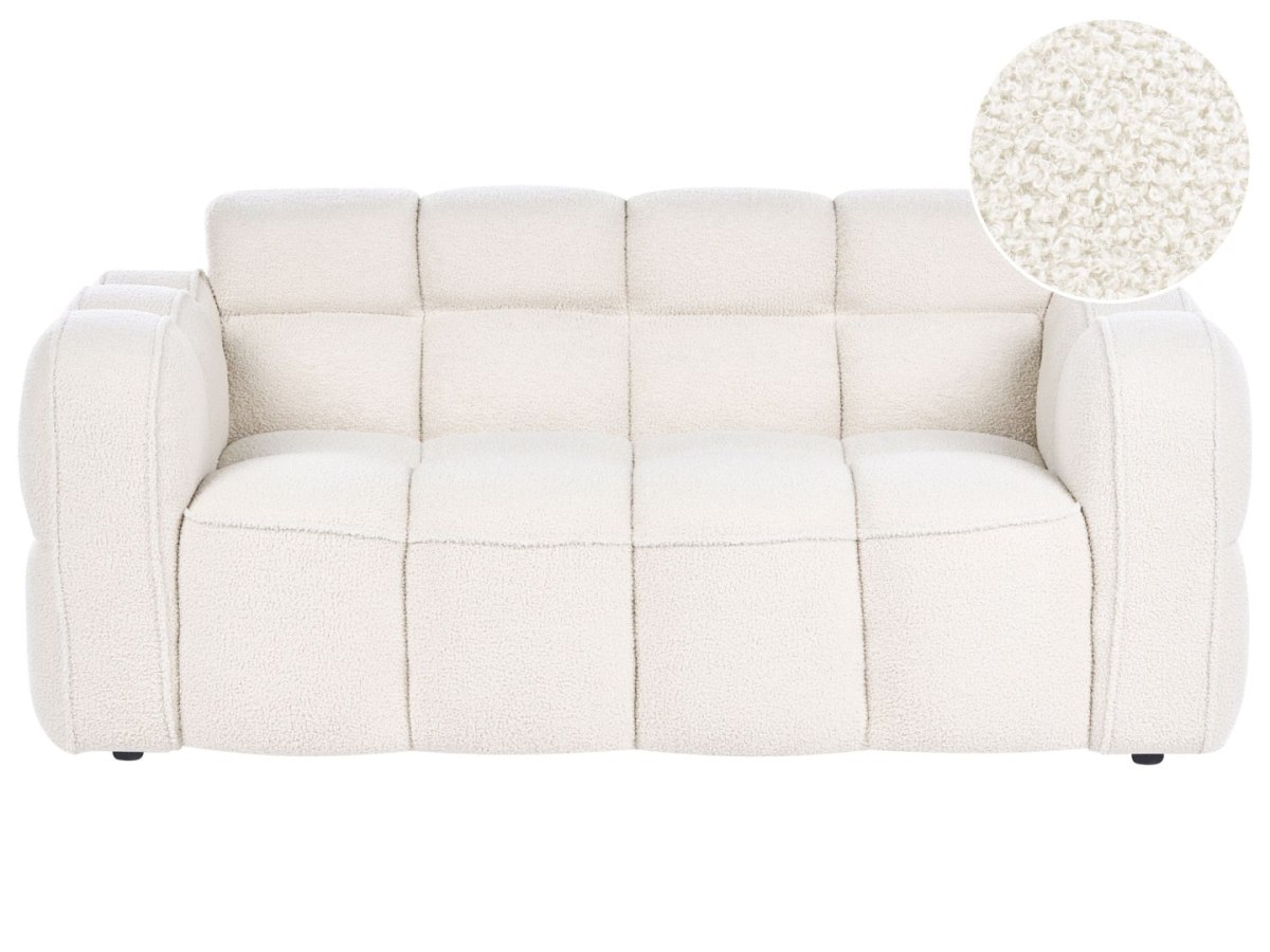 Sofa dla 2 osób UTANA Boucle Złamana biel