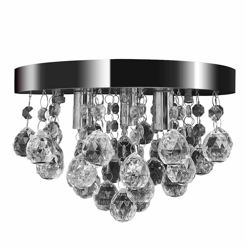 Wisząca lampa sufitowa z kryształkami, chromowa