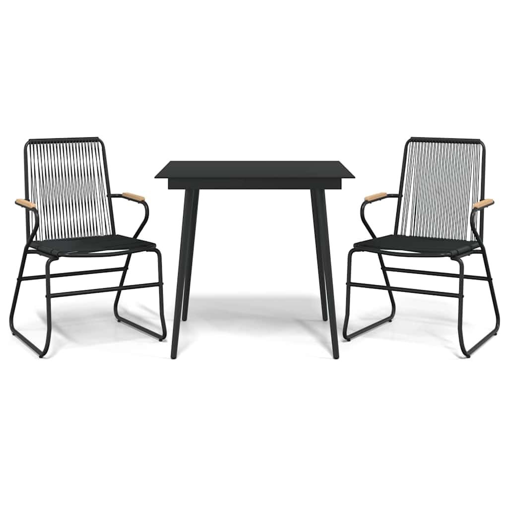 3-częściowy zestaw mebli ogrodowych, czarny, PVC, rattan