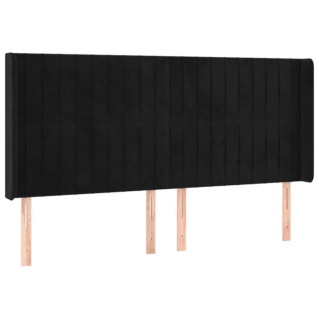 Zagłówek uszak, czarny, 203x16x118/128 cm, aksamit