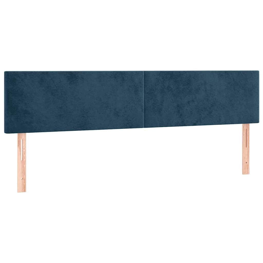 Zagłówek do łóżka z LED, ciemnoniebieski 160x5x78/88cm, aksamit