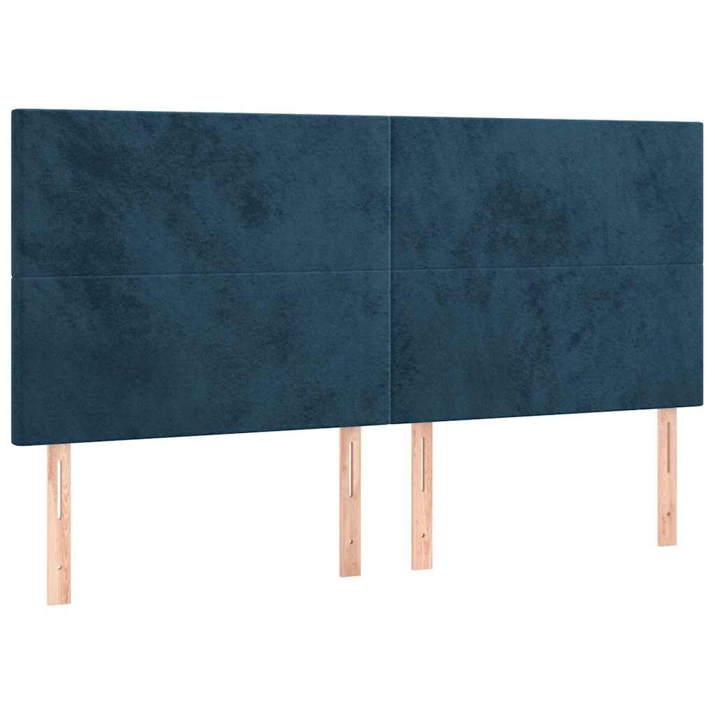 Zagłówek do łóżka z LED, ciemnoniebieski, 160x5x118/128 cm