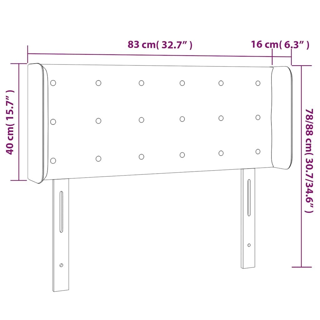 Zagłówek do łóżka z LED, cappuccino, 83x16x78/88 cm, ekoskóra