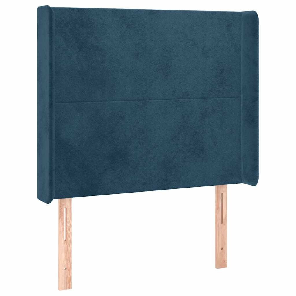 Zagłówek do łóżka z LED ciemnoniebieski 83x16x118/128cm tkanina