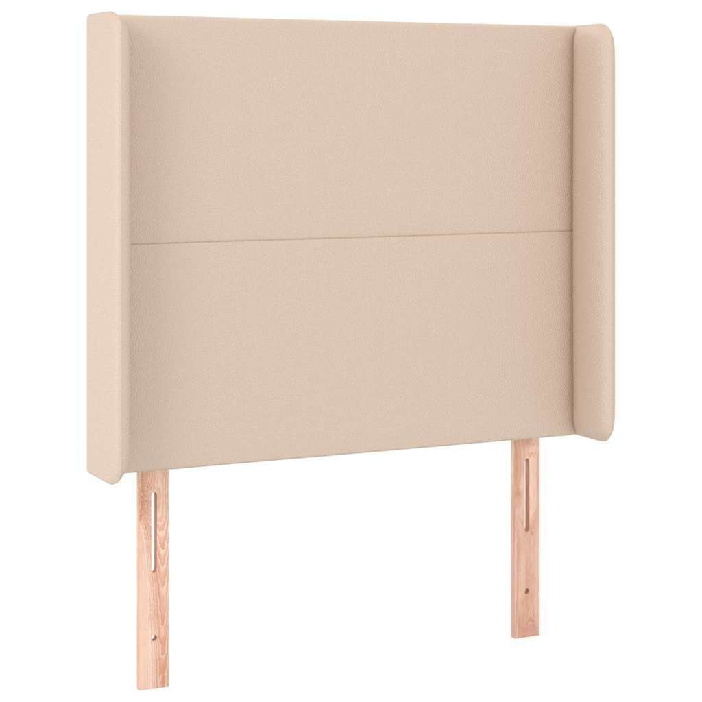 Zagłówek do łóżka z LED, cappuccino, 83x16x118/128 cm, ekoskóra