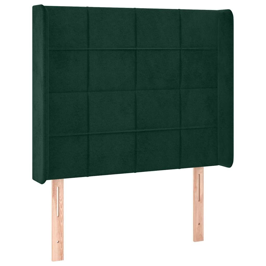 Zagłówek do łóżka z LED, ciemnozielony 83x16x118/128 cm aksamit