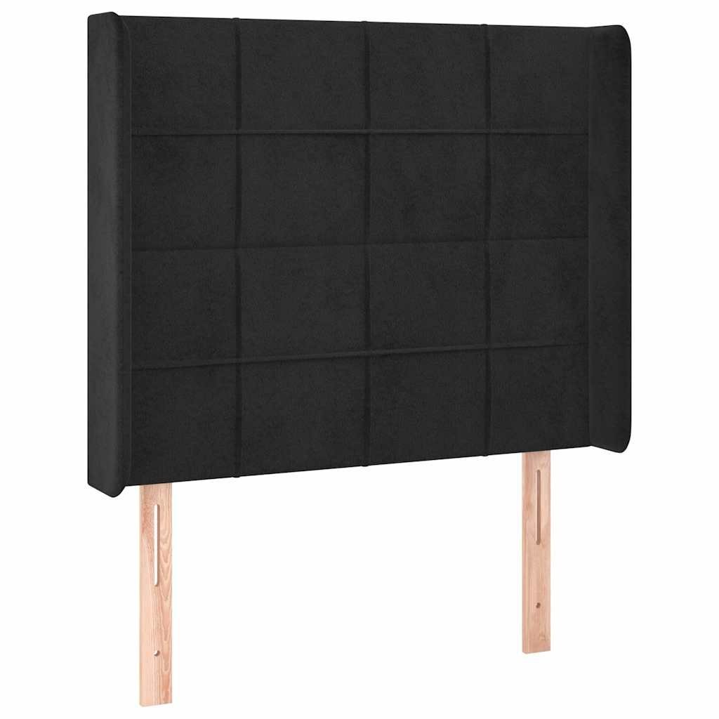 Zagłówek do łóżka z LED, czarny, 93x16x118/128 cm, aksamit