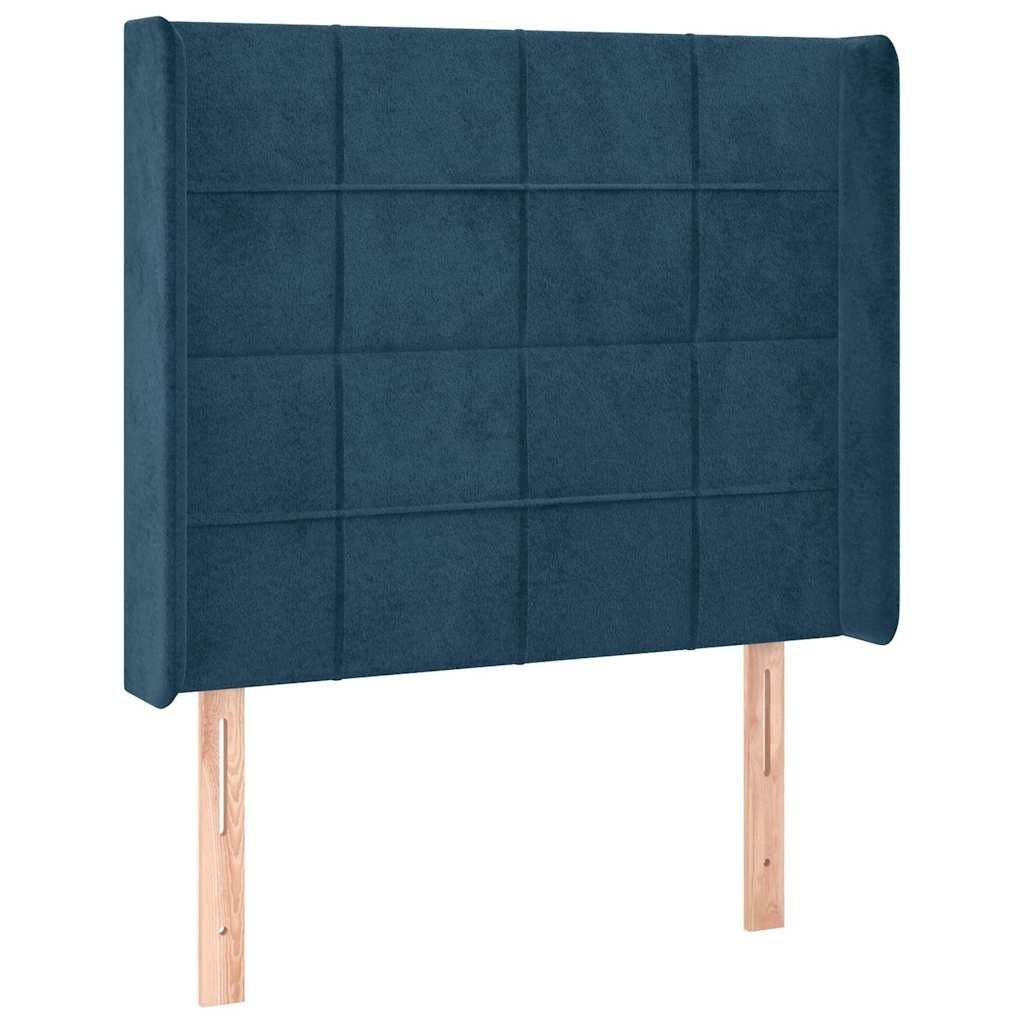 Zagłówek do łóżka z LED ciemnoniebieski 93x16x118/128cm aksamit
