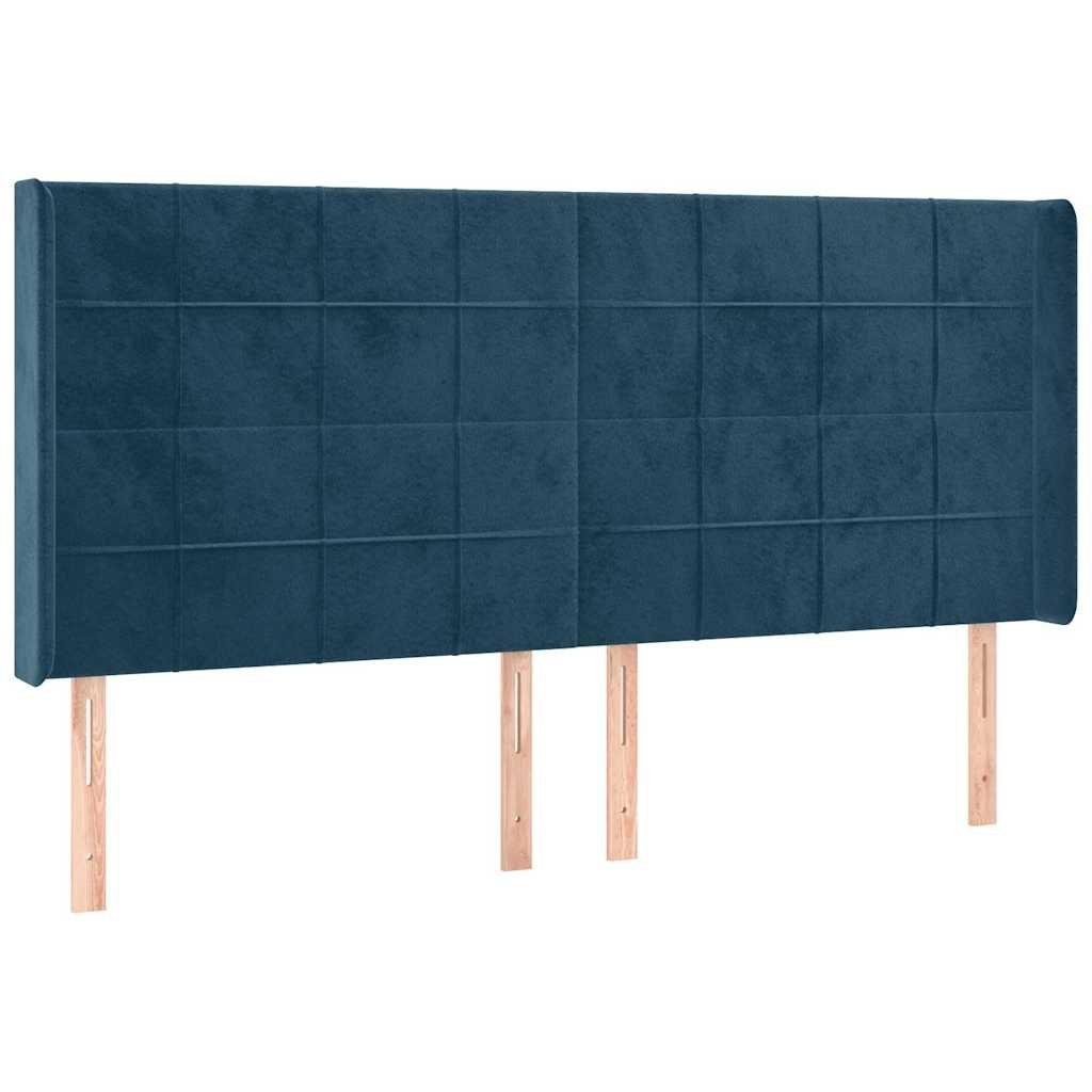 Zagłówek do łóżka z LED ciemnoniebieski, 203x16x118/128 cm