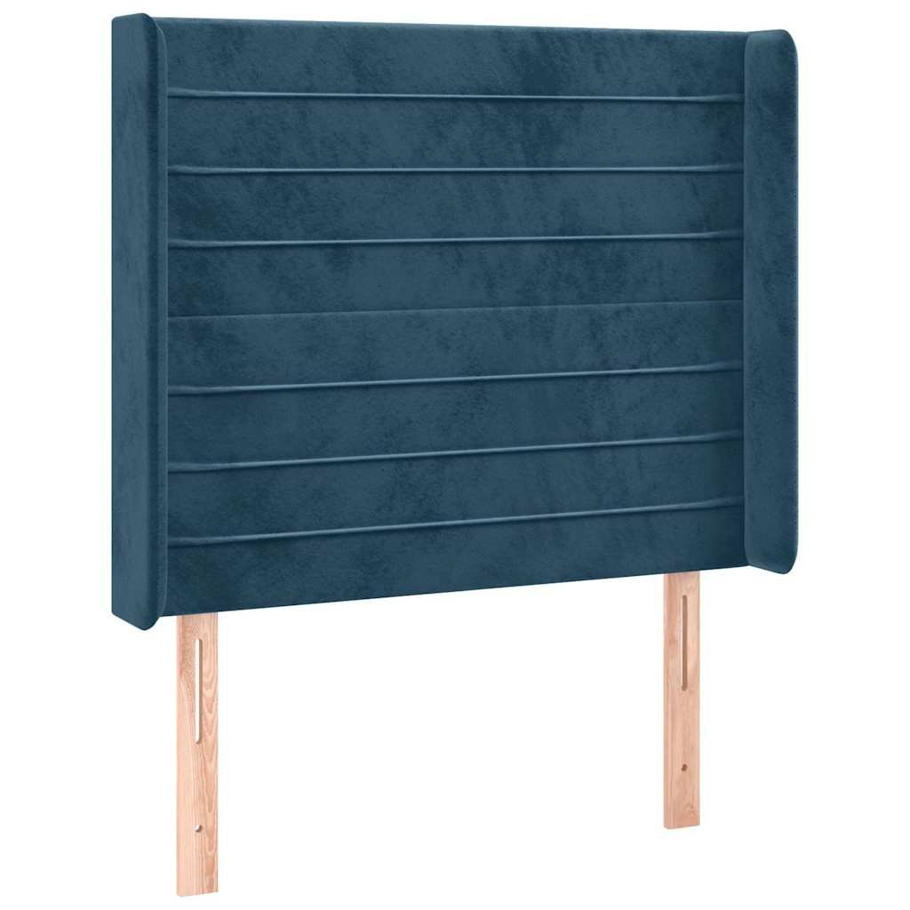 Zagłówek do łóżka z LED ciemnoniebieski 83x16x118/128cm tkanina