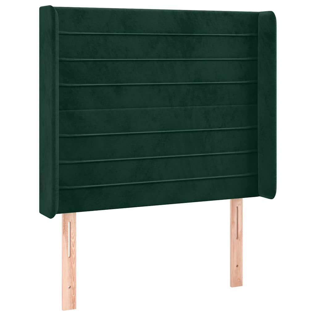 Zagłówek do łóżka z LED, ciemnozielony 103x16x118/128cm aksamit