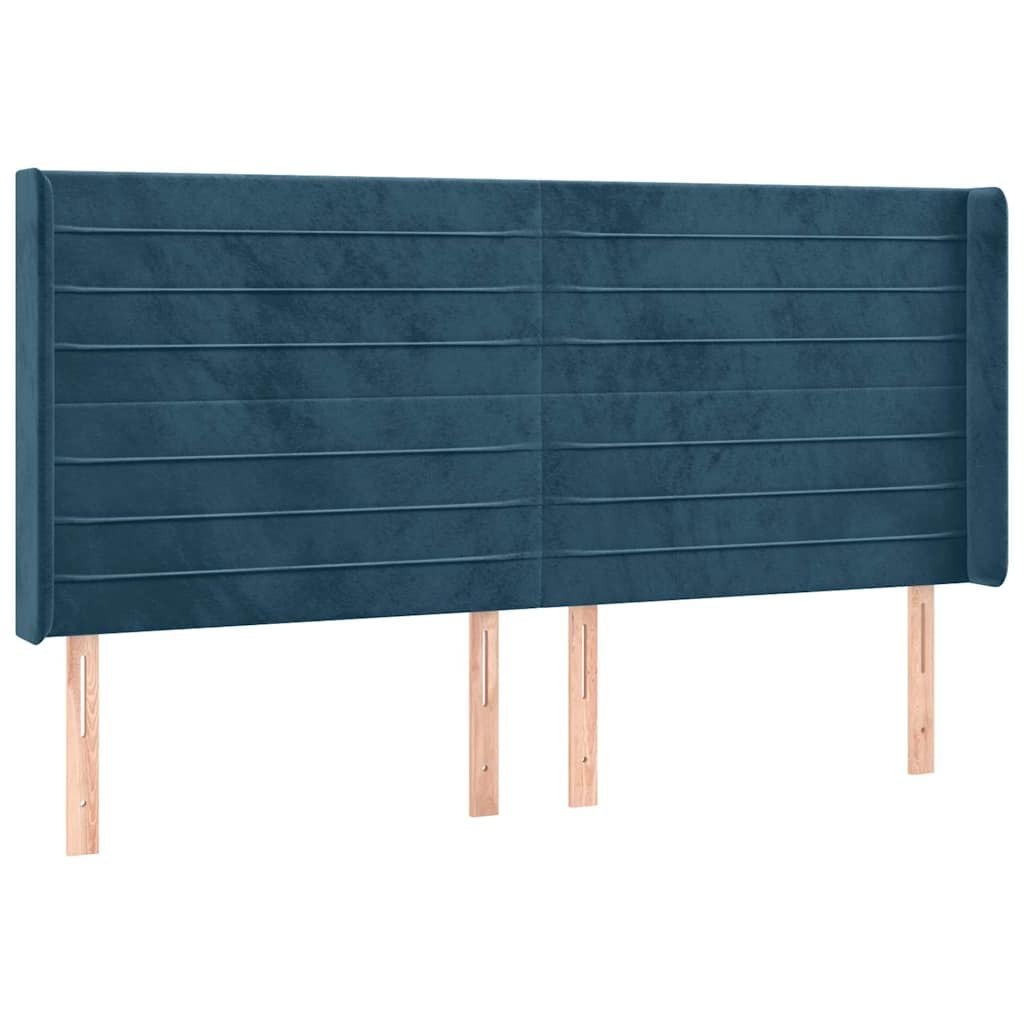 Zagłówek do łóżka z LED ciemnoniebieski, 163x16x118/128 cm