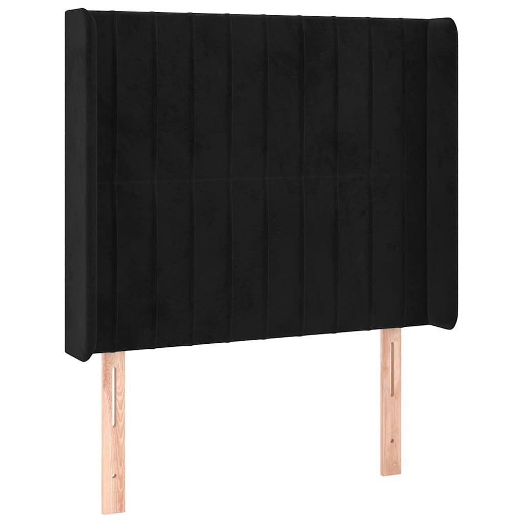 Zagłówek do łóżka z LED, czarny, 83x16x118/128 cm, aksamit