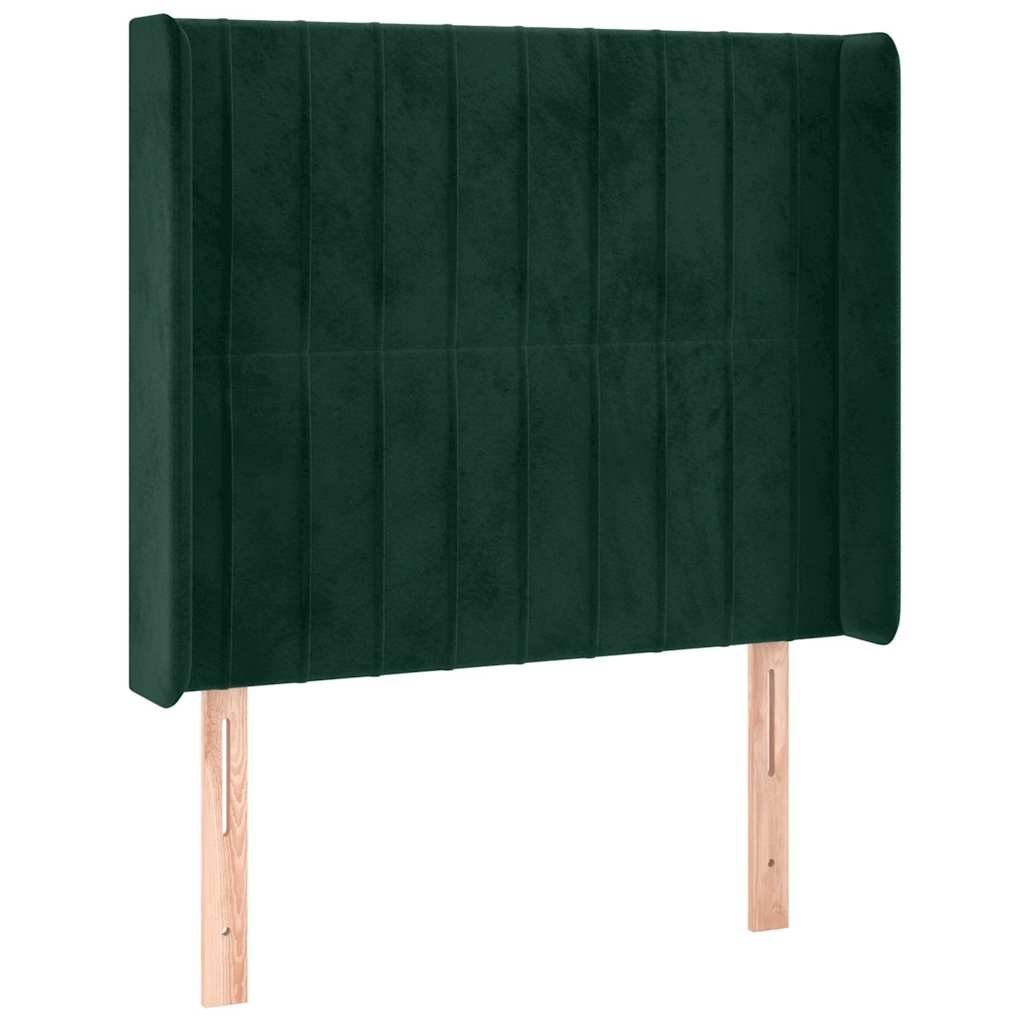 Zagłówek do łóżka z LED, ciemnozielony 93x16x118/128 cm aksamit