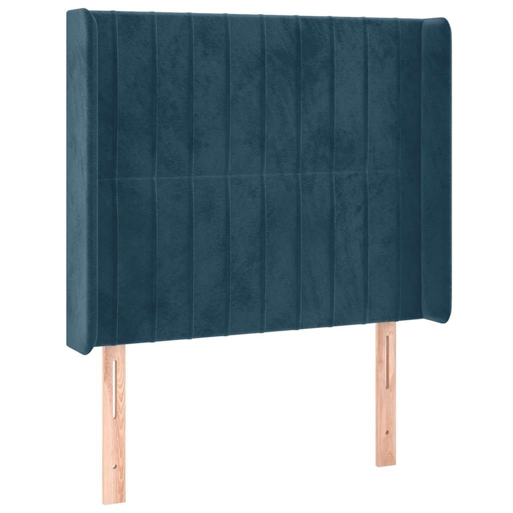 Zagłówek do łóżka z LED ciemnoniebieski 93x16x118/128cm aksamit