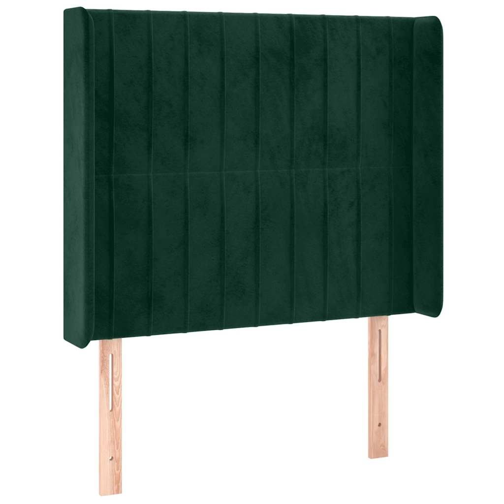 Zagłówek do łóżka z LED, ciemnozielony 103x16x118/128cm aksamit