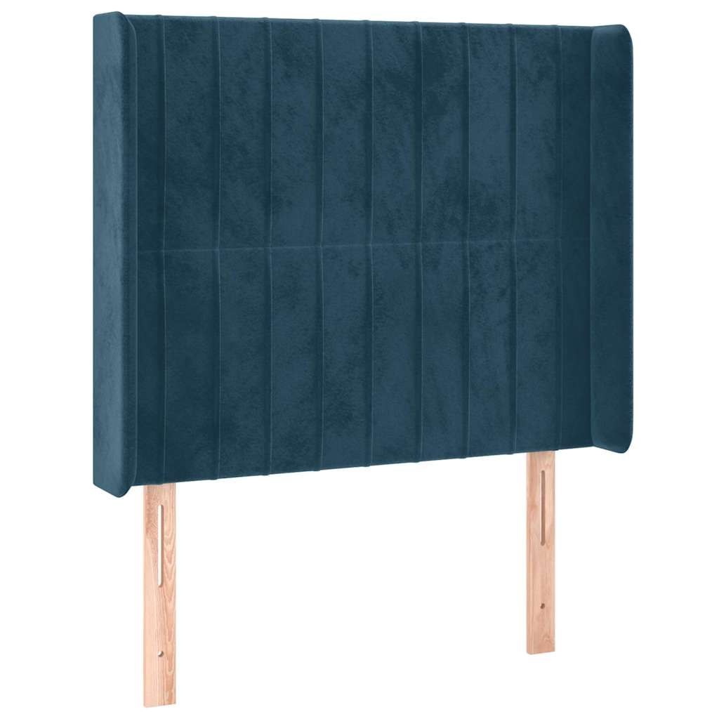 Zagłówek do łóżka z LED ciemnoniebieski, 103x16x118/128 cm