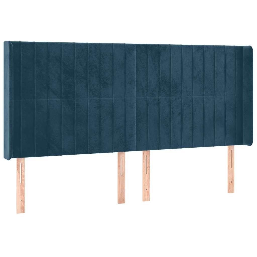 Zagłówek do łóżka z LED ciemnoniebieski, 163x16x118/128 cm