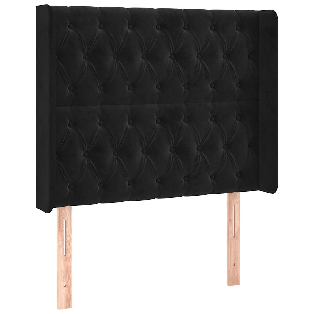Zagłówek do łóżka z LED, czarny, 93x16x118/128 cm, aksamit