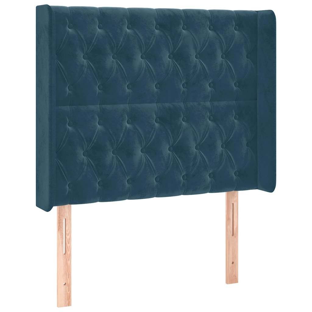 Zagłówek do łóżka z LED ciemnoniebieski, 103x16x118/128 cm