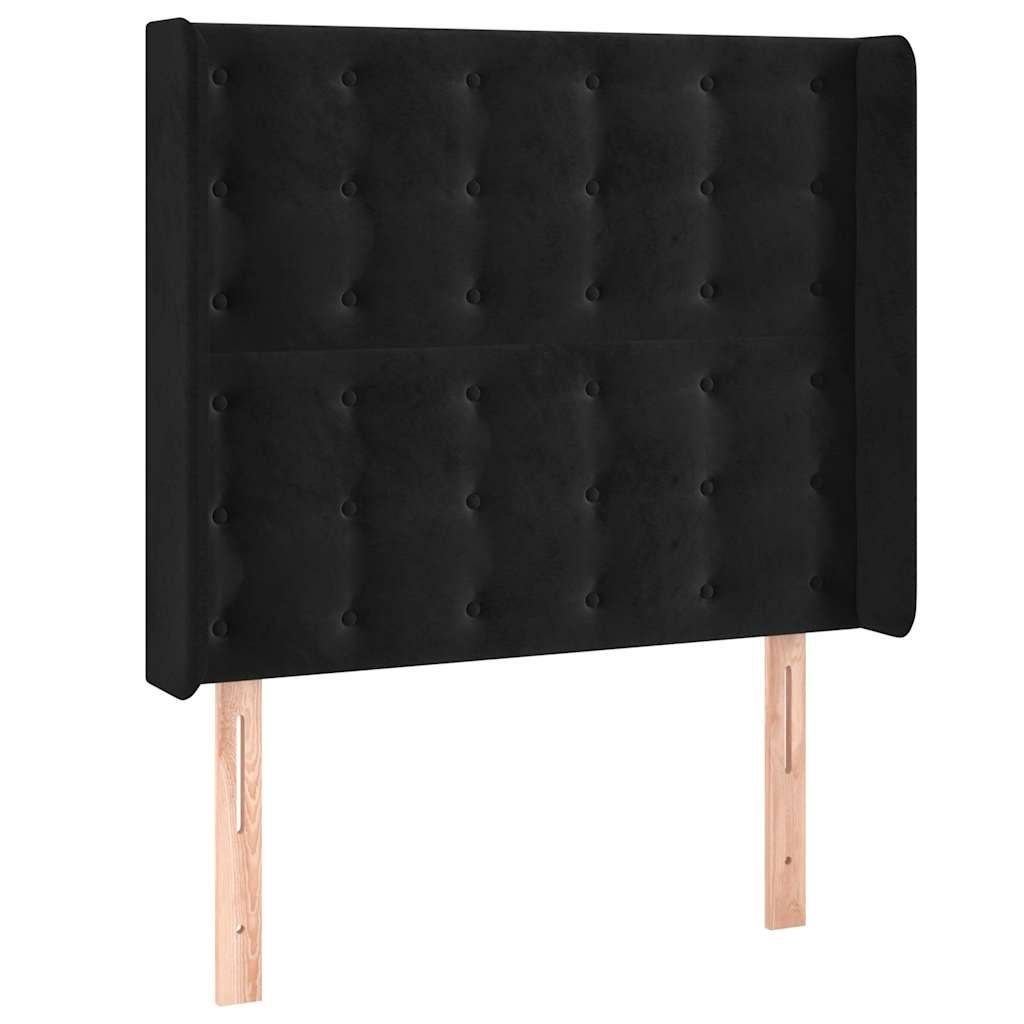 Zagłówek do łóżka z LED, czarny, 83x16x118/128 cm, aksamit