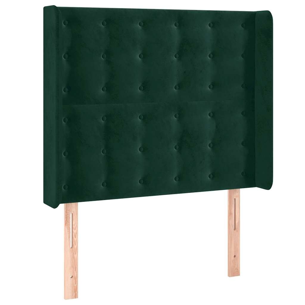 Zagłówek do łóżka z LED, ciemnozielony 83x16x118/128 cm aksamit