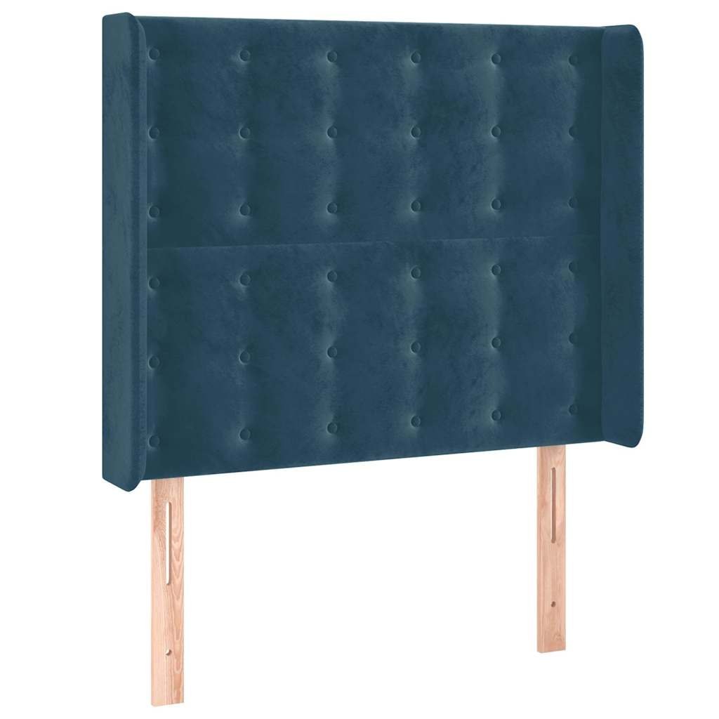 Zagłówek do łóżka z LED ciemnoniebieski 93x16x118/128cm aksamit