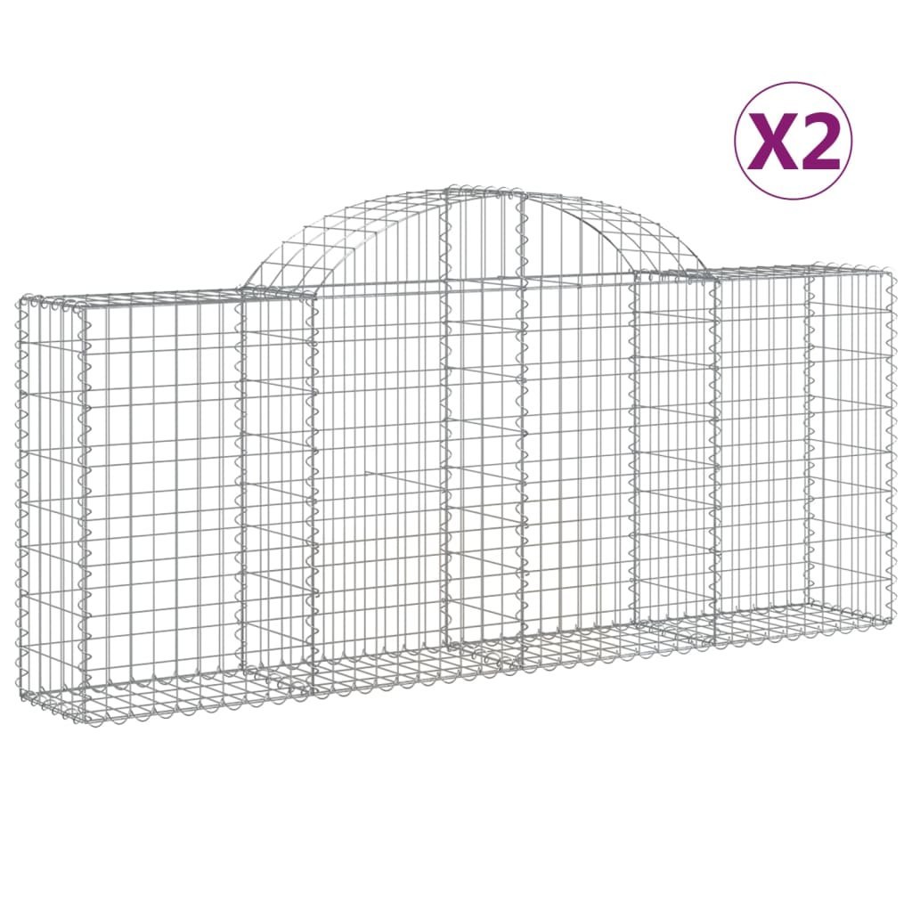 Kosze gabionowe, 2 szt, 200x30x80/100 cm, galwanizowane żelazo