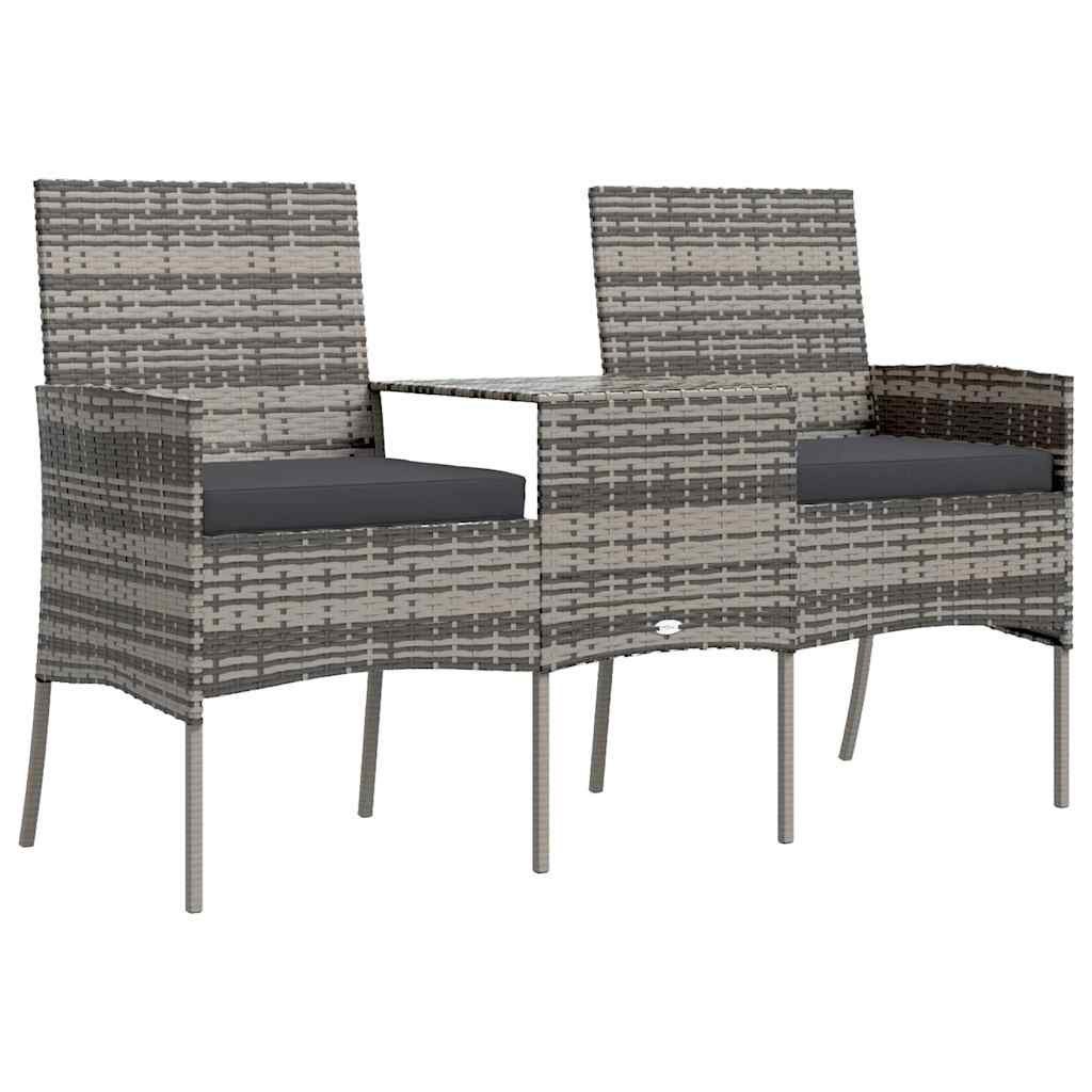 2-osobowa sofa ogrodowa ze stolikiem, polirattan, antracytowa