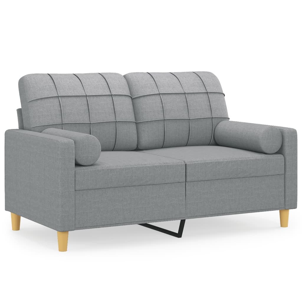 2-osobowa sofa z poduszkami, jasnoszara, 120 cm, tkanina