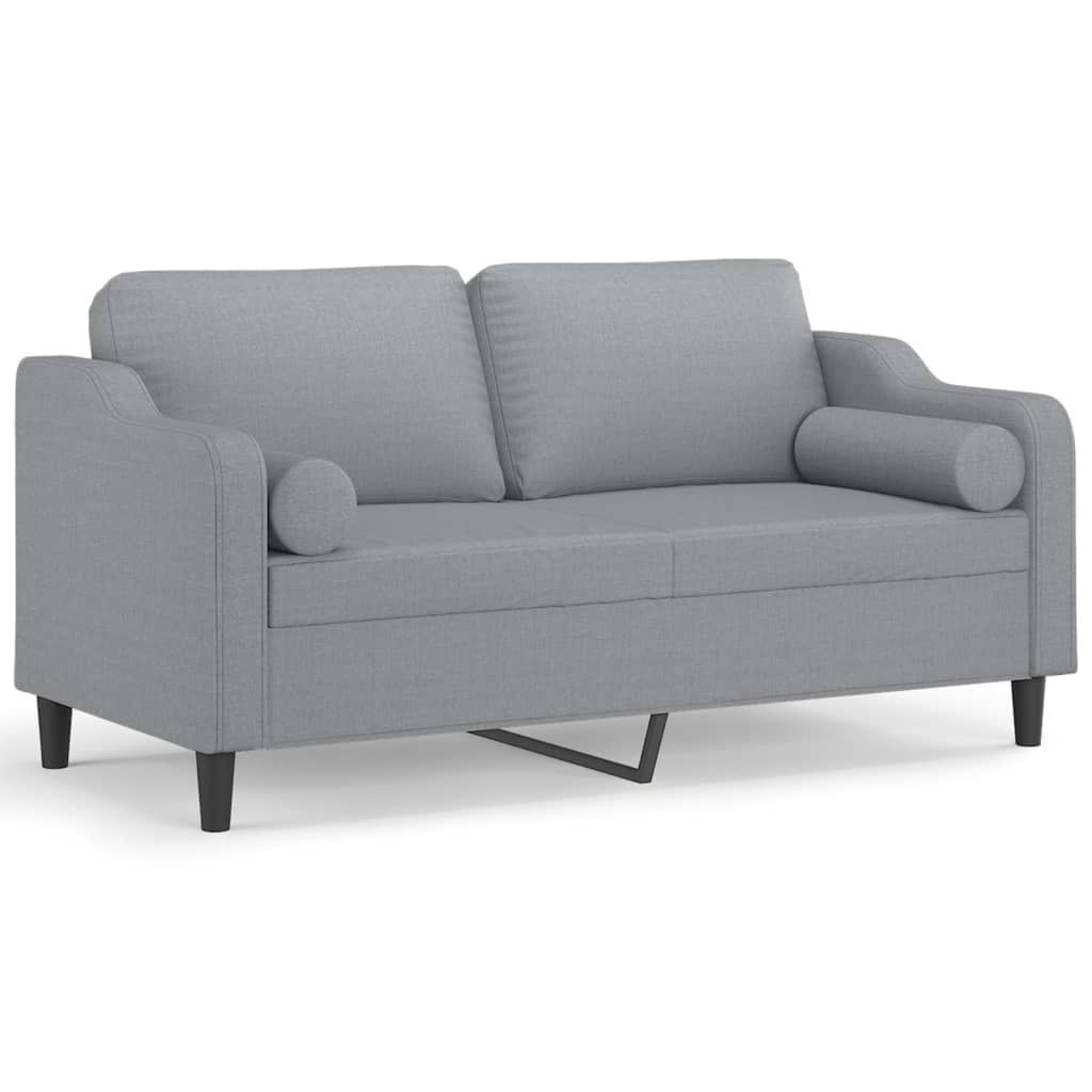 2-osobowa sofa z poduszkami, jasnoszara, 140 cm, tkanina