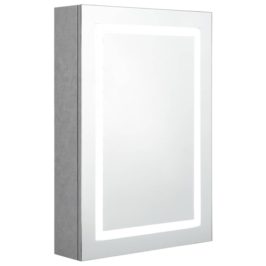Szafka łazienkowa z lustrem i LED, szarość betonu, 50x13x70 cm