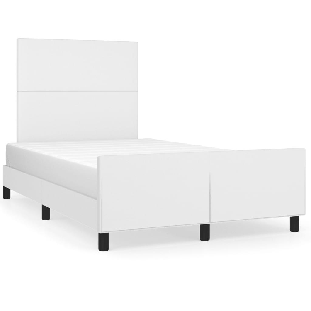 Rama łóżka bez materaca biała 120x190 cm Skóra ekologiczna