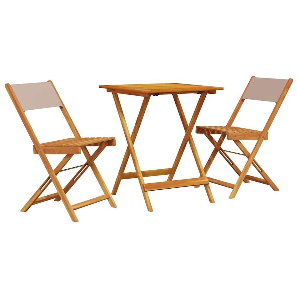 3-cz. zestaw mebli bistro, tkanina taupe i drewno