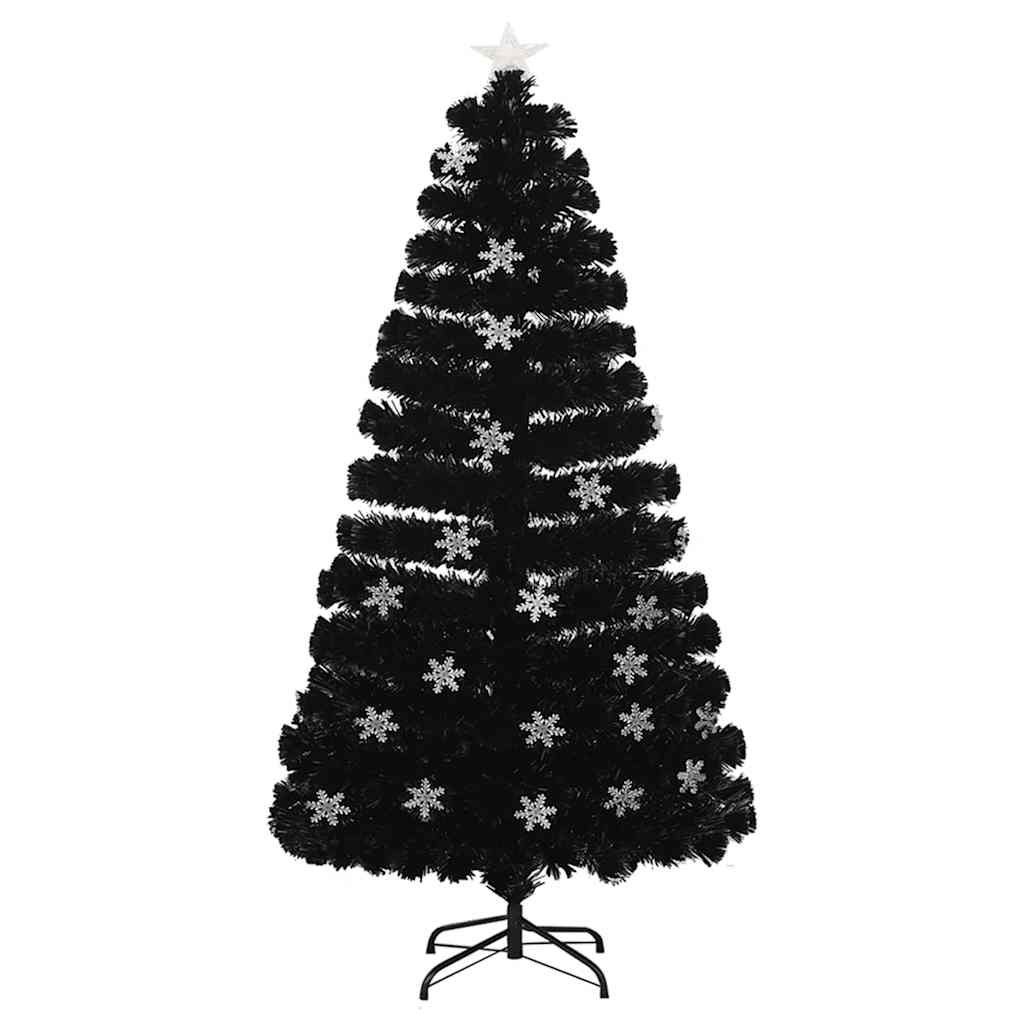 Choinka ze śnieżynkami LED, czarna, 120 cm, światłowodowa