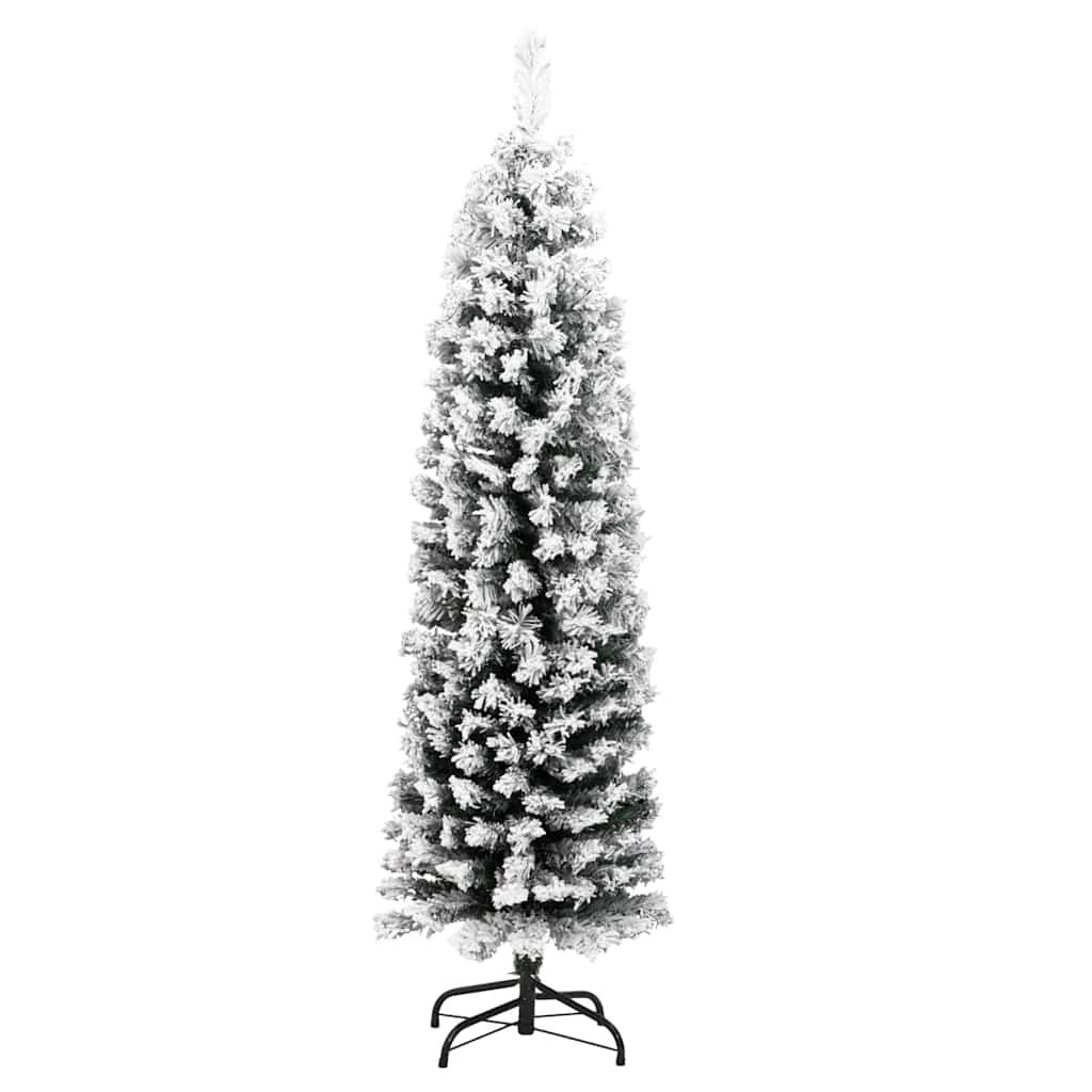Smukła, sztuczna choinka, zielona, ośnieżona, 120 cm, PVC