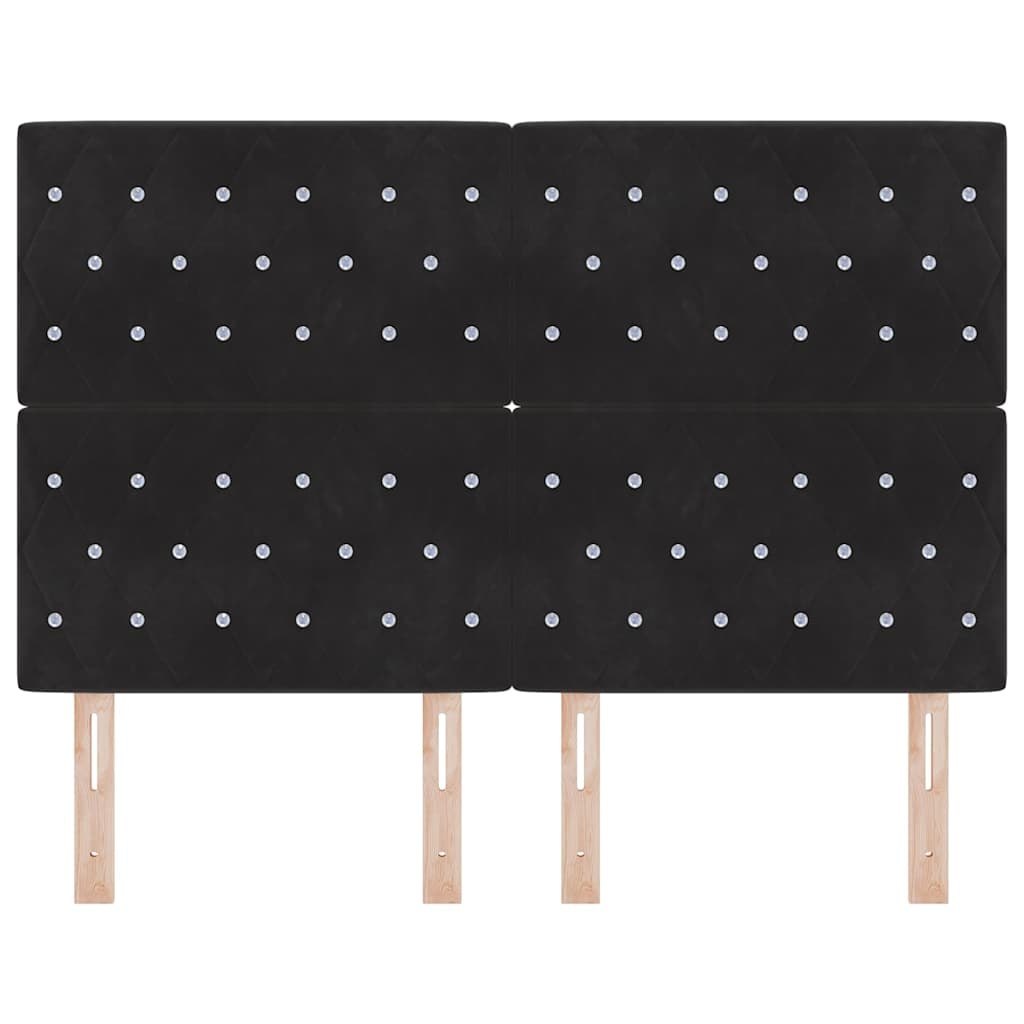 Wezgłowie LED z paskami LED Z zagłówkiem Czarny 144 cm Aksamit