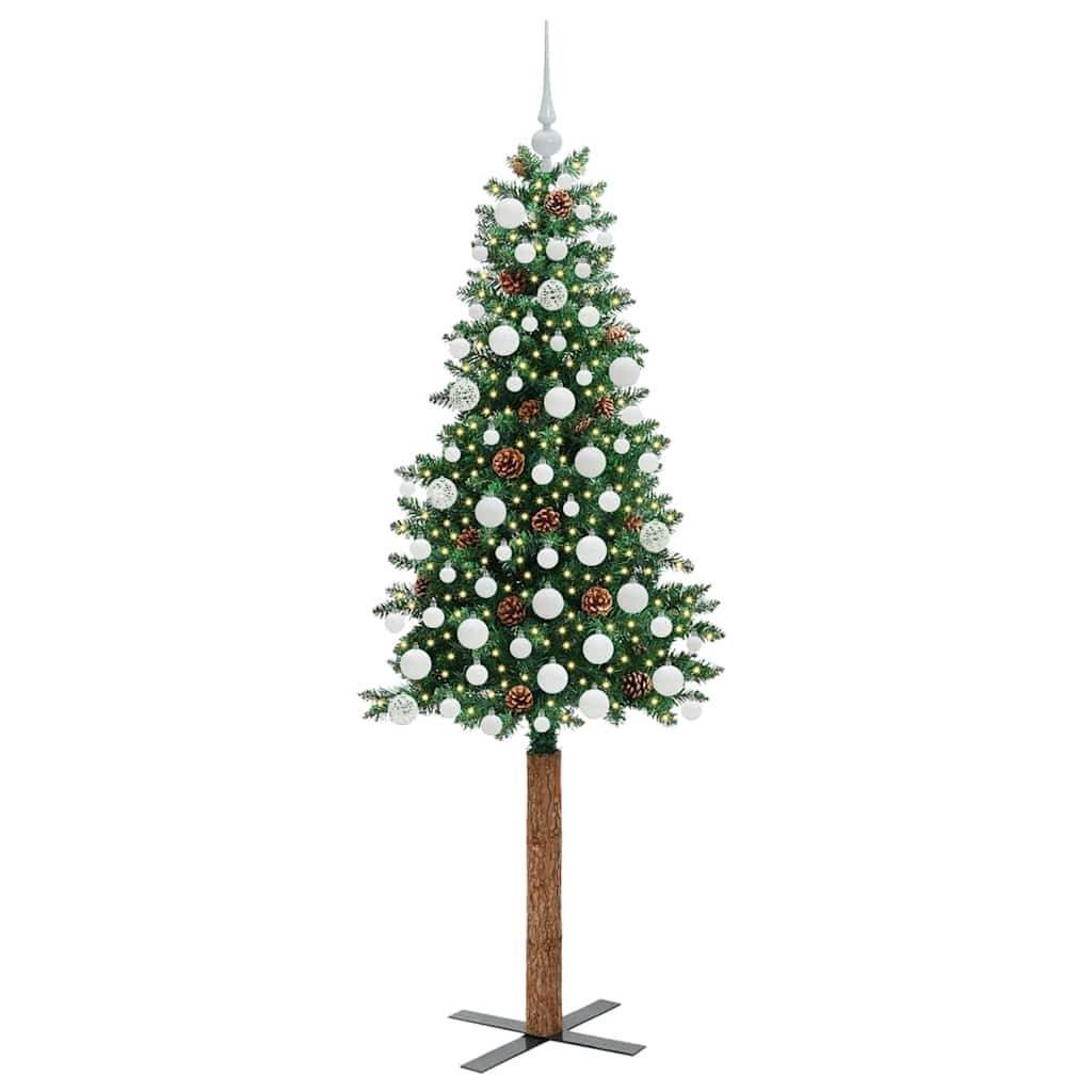Szczupła Choinka Zielony 180 cm PVC i lite drewno sosnowe